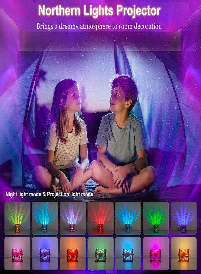 VEEKI Northern Lights Projector, 7 Colors Treasure Chest Night Light Aurora Lights Projector with 8 Effects & Remote, Dimmable Galaxy Light Ambient Lighting for Bedroom, Gifts for Kids Teen Women (Pink) - Image 2